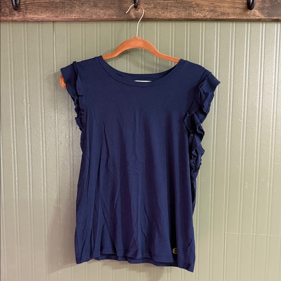 Michael Kors Women’s Midnight Blue Ruffle Blouse - Picture 1 of 5